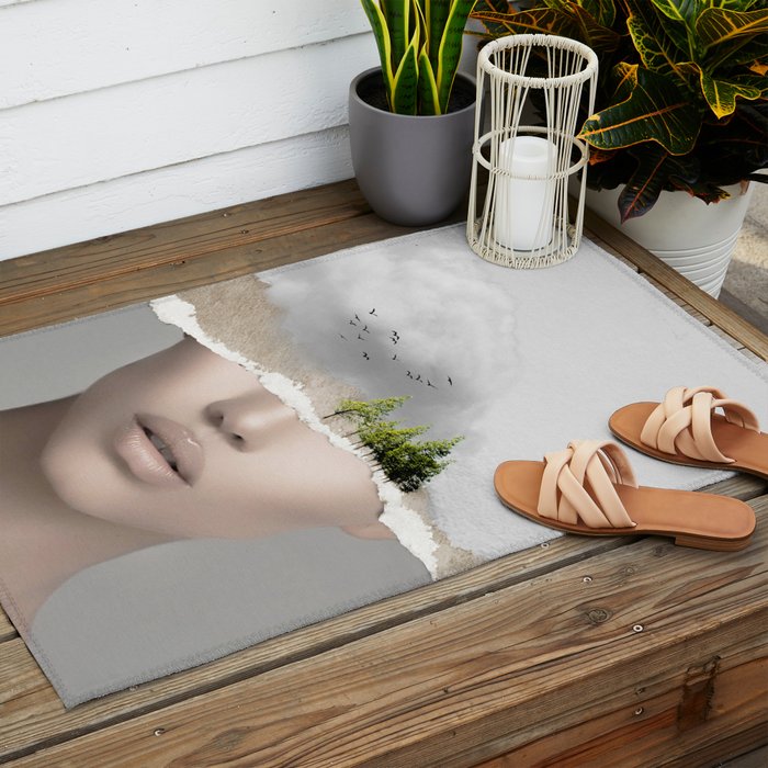 minimal collage /silence2 Outdoor Rug Gallery Image 2