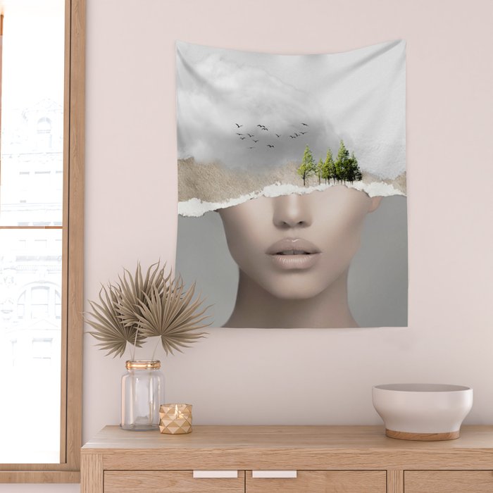 minimal collage /silence2 Wall Tapestry Gallery Image 2