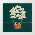 Hot cloud baloon - moon and star Wood Wall Art Gallery Image 1
