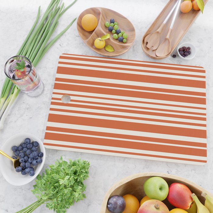 Classic Stripes XLVIII - Bright Retro Red Cutting Board Gallery Image 2