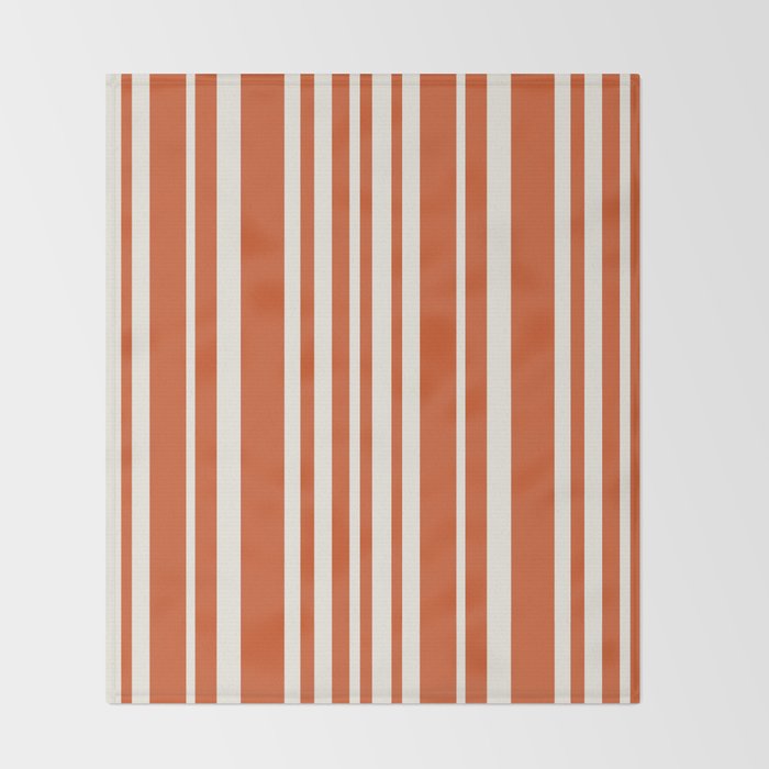 Classic Stripes XLVIII - Bright Retro Red Throw Blanket Gallery Image 2