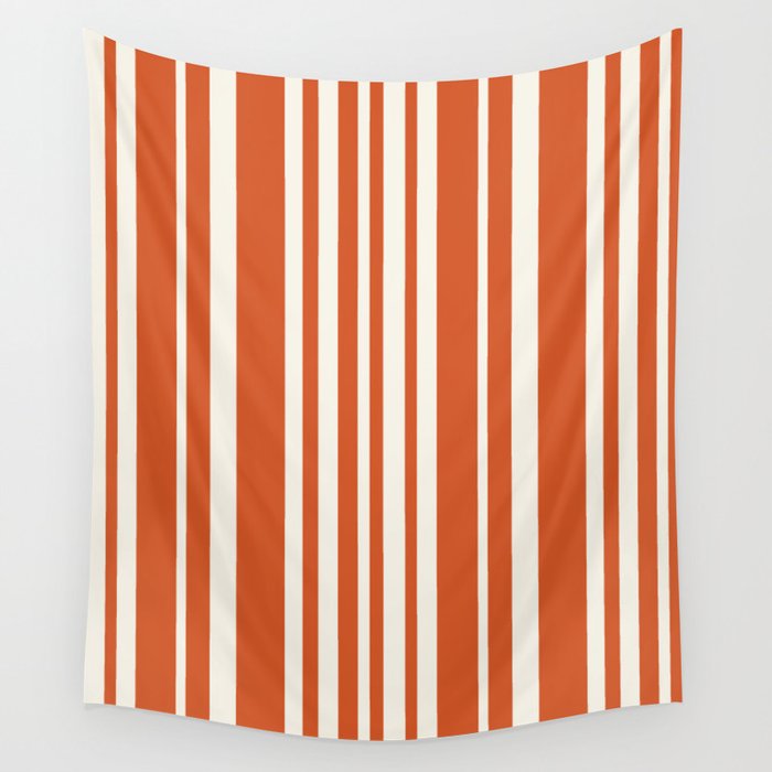 Classic Stripes XLVIII - Bright Retro Red Wall Tapestry Gallery Image 4