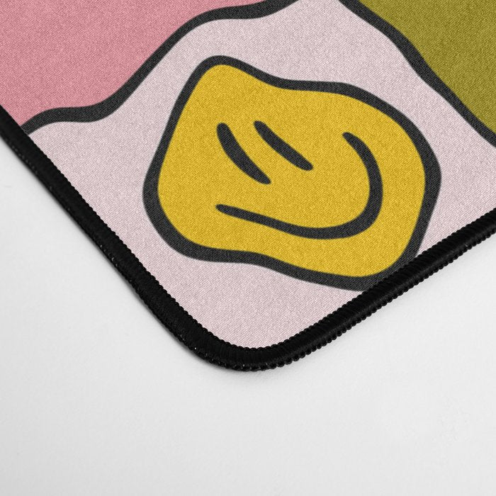 Rainbow Happy Face Checkered Print Desk Mat Gallery Image 4