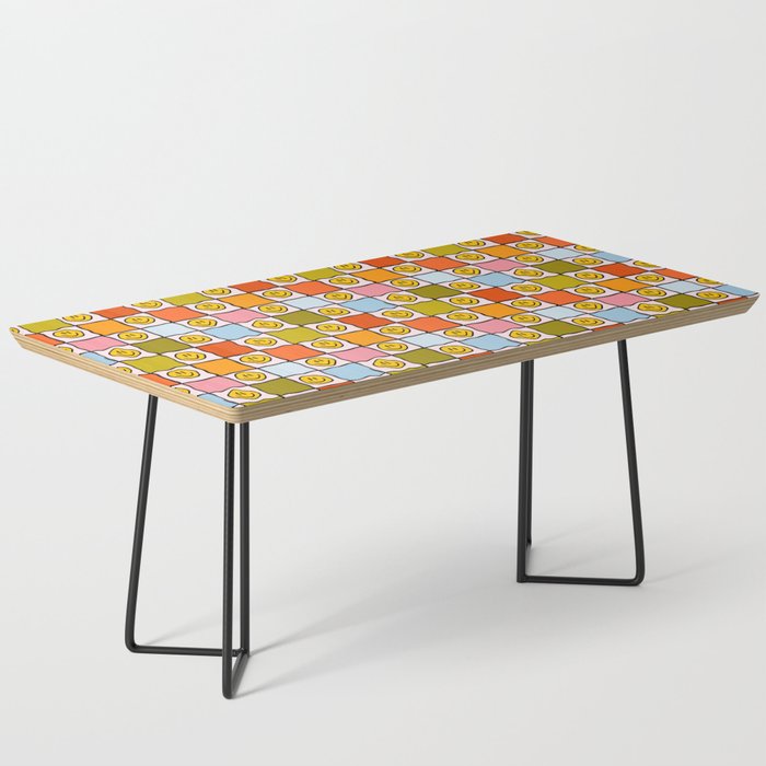 Rainbow Happy Face Checkered Print Coffee Table Gallery Image 1