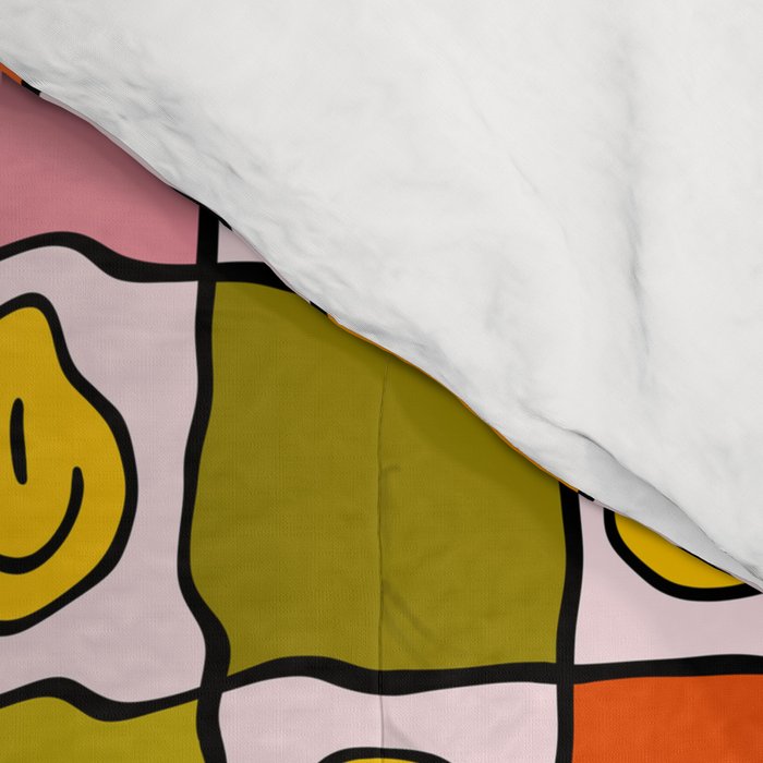 Rainbow Happy Face Checkered Print Comforter Gallery Image 4