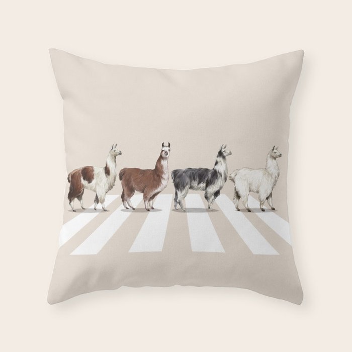 Llama The Abbey Road #2 Throw Pillow Gallery Image 1