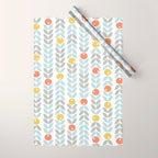 Mid Century Modern Retro Leaf and Circle Pattern Wrapping Paper Gallery Image 1