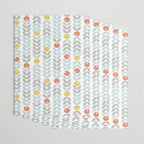 Mid Century Modern Retro Leaf and Circle Pattern Wrapping Paper Gallery Image 3