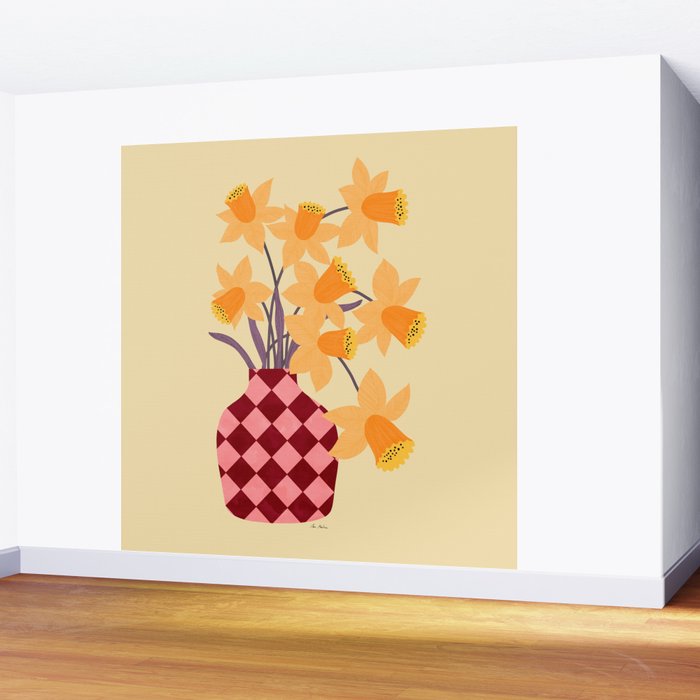Daffodils and vase Wall Mural Gallery Image 2