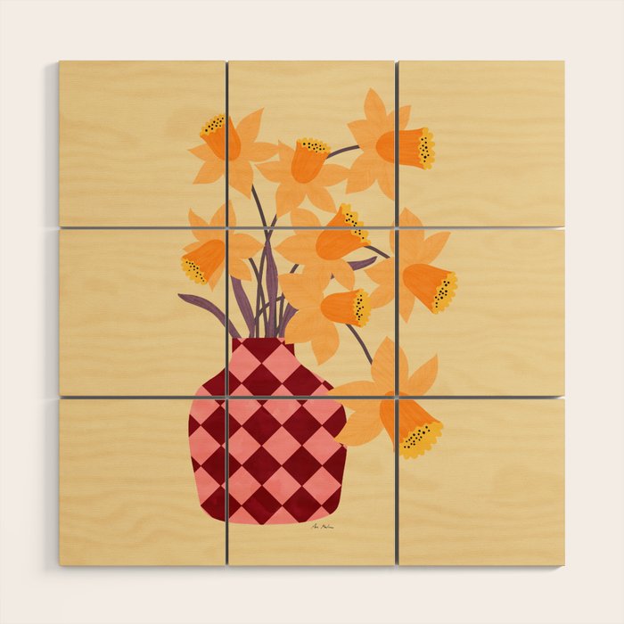 Daffodils and vase Wood Wall Art Gallery Image 1