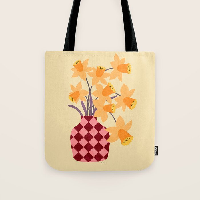 Daffodils and vase Tote Bag Gallery Image 1