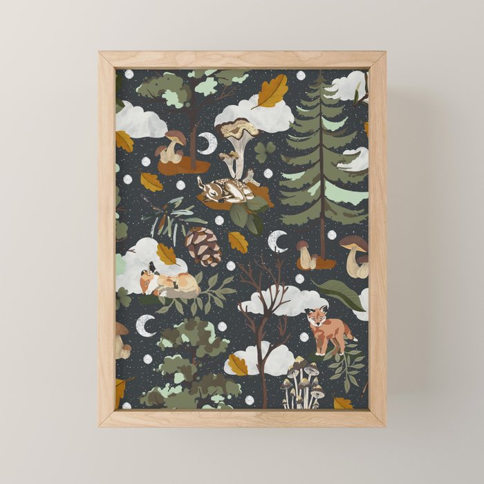 Baby animals in the dark forest DK Mini Art Print Gallery Image 1