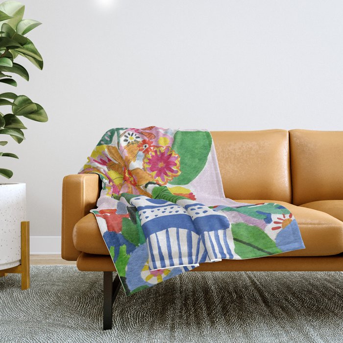 Abstract Flower Bouquet Throw Blanket Gallery Image 1
