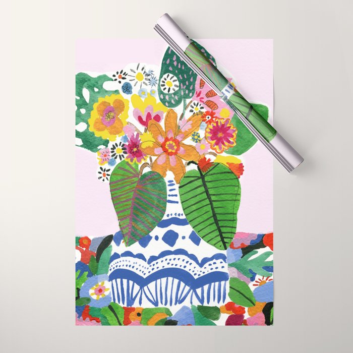 Abstract Flower Bouquet Wrapping Paper Gallery Image 1