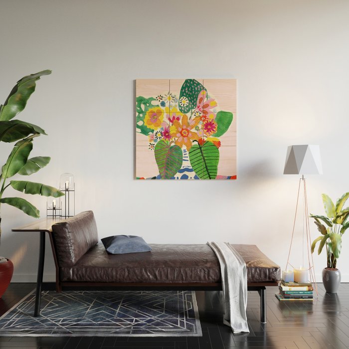 Abstract Flower Bouquet Wood Wall Art Gallery Image 2