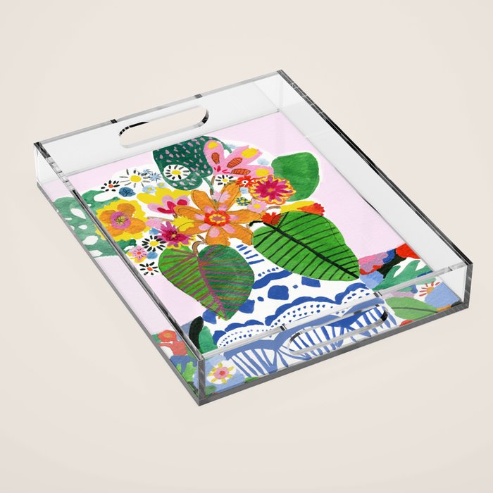 Abstract Flower Bouquet Acrylic Tray Gallery Image 1