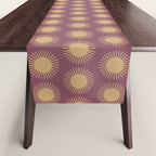 Boho Summer Sun Pattern XI Mauve and Neutral Yellow Table Runner Gallery Image 1