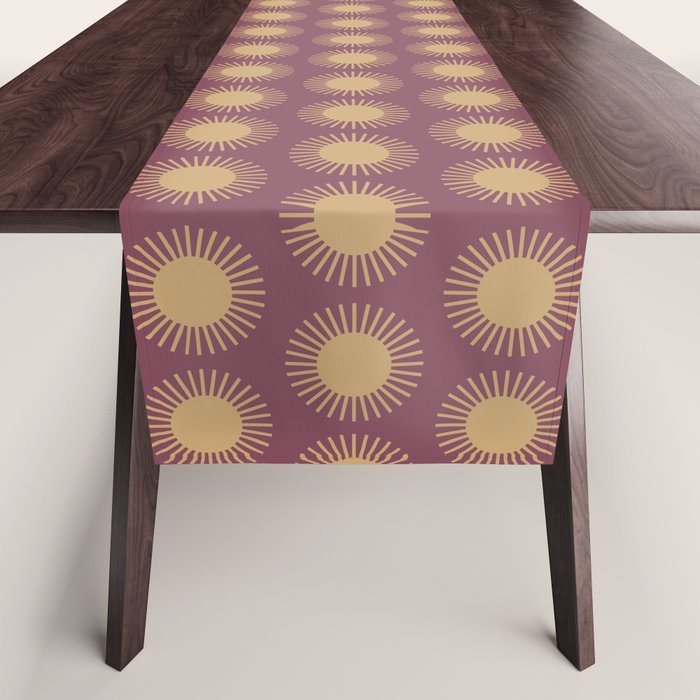 Boho Summer Sun Pattern XI Mauve and Neutral Yellow Table Runner Gallery Image 1