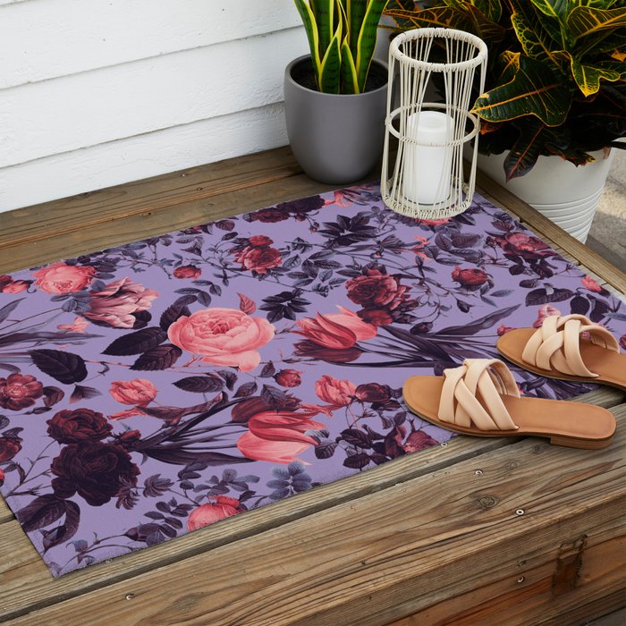 Romantic Floral Pattern Outdoor Rug Gallery Image 2
