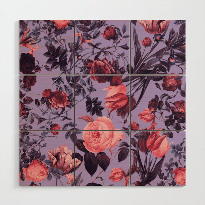 Romantic Floral Pattern Wood Wall Art Gallery Image 1