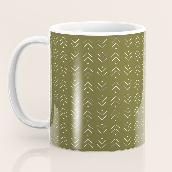 Arrow Lines Pattern Design 7 in olive green Coffee Mug Gallery Image 3