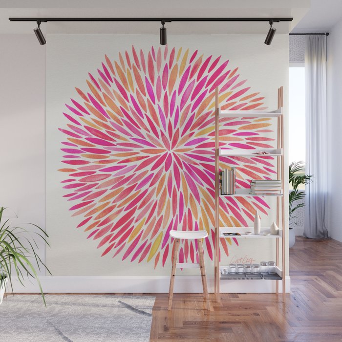 Watercolor Burst - Pink OmbrÃ© Wall Mural Gallery Image 1