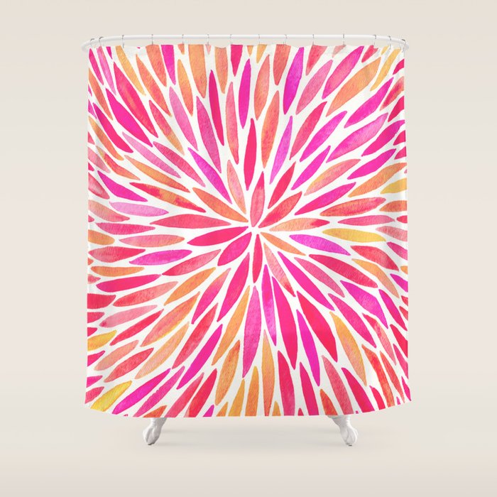Watercolor Burst - Pink OmbrÃ© Shower Curtain Gallery Image 1