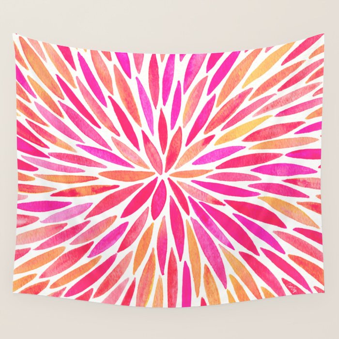 Watercolor Burst - Pink OmbrÃ© Wall Tapestry Gallery Image 1