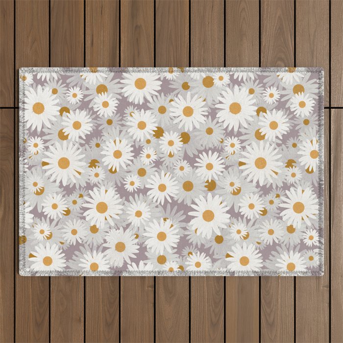 Purple chamomile pattern Outdoor Rug Gallery Image 1
