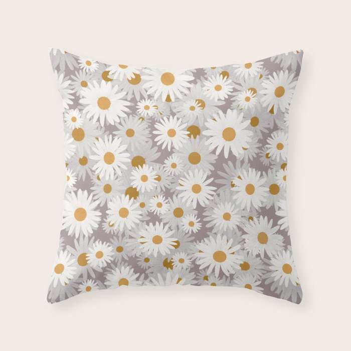 Purple chamomile pattern Throw Pillow Gallery Image 6