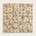 Purple chamomile pattern Wood Wall Art Gallery Image 1
