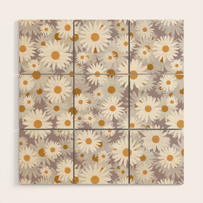 Purple chamomile pattern Wood Wall Art Gallery Image 1