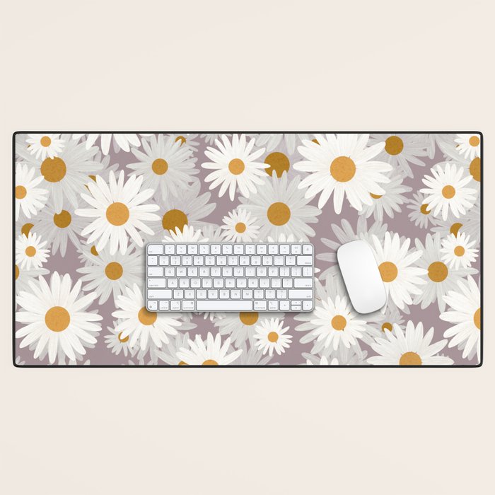 Purple chamomile pattern Desk Mat Gallery Image 1