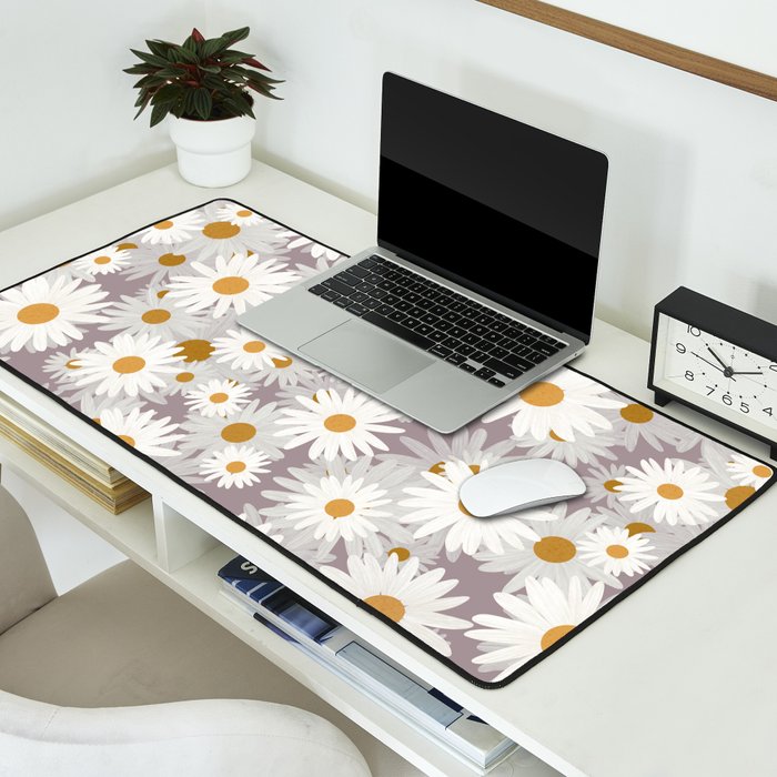 Purple chamomile pattern Desk Mat Gallery Image 2