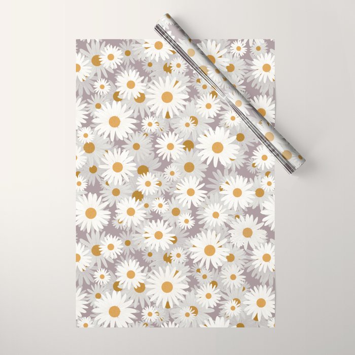Purple chamomile pattern Wrapping Paper Gallery Image 1