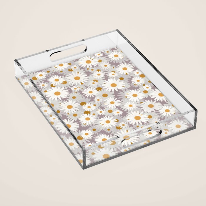 Purple chamomile pattern Acrylic Tray Gallery Image 1