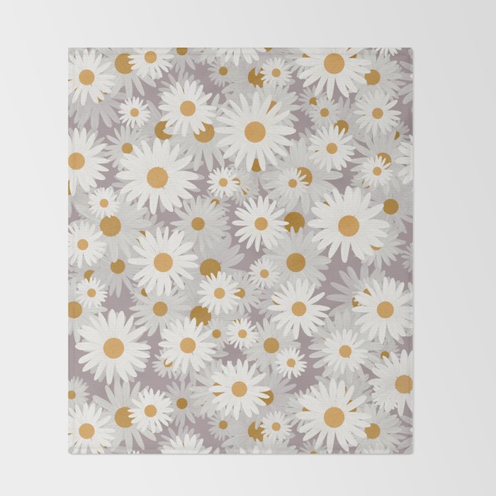 Purple chamomile pattern Throw Blanket Gallery Image 2