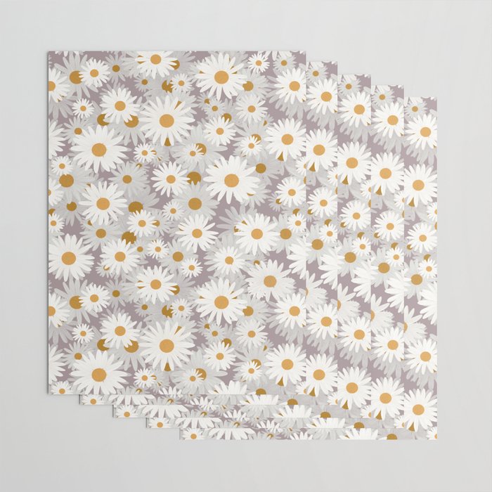Purple chamomile pattern Wrapping Paper Gallery Image 3