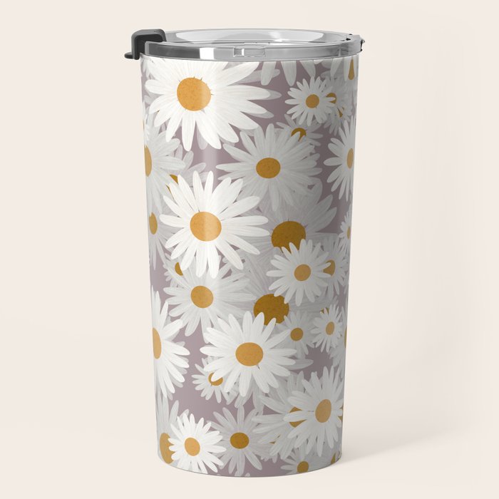 Purple chamomile pattern Travel Mug Gallery Image 3
