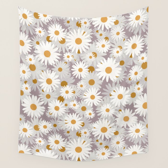 Purple chamomile pattern Wall Tapestry Gallery Image 4
