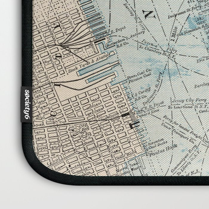 Vintage Map of New York City (1893) Laptop Sleeve Gallery Image 3