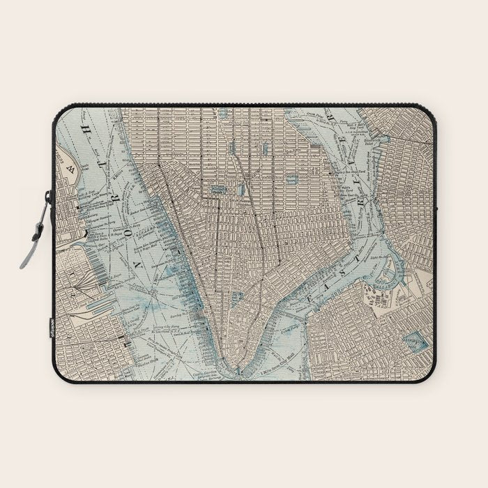 Vintage Map of New York City (1893) Laptop Sleeve Gallery Image 1