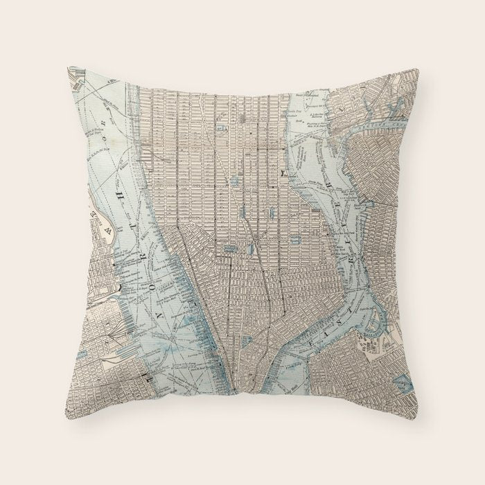 Vintage Map of New York City (1893) Throw Pillow Gallery Image 6