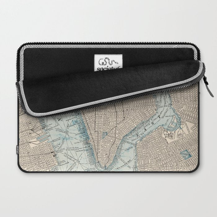 Vintage Map of New York City (1893) Laptop Sleeve Gallery Image 2