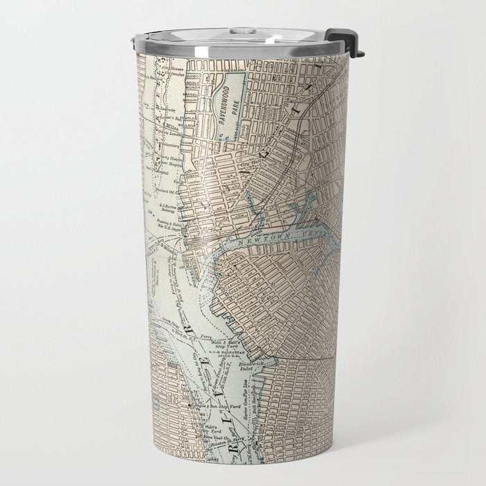 Vintage Map of New York City (1893) Travel Mug Gallery Image 2