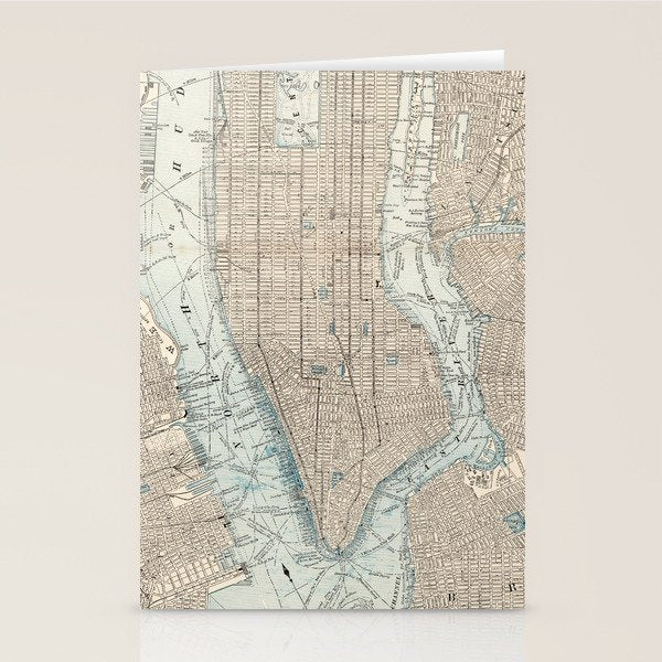 Vintage Map of New York City (1893) Stationery Card Gallery Image 2