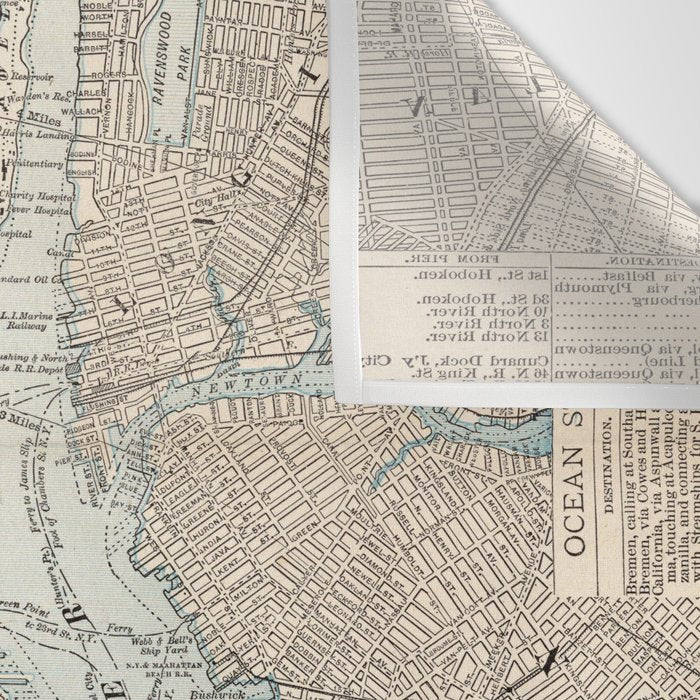 Vintage Map of New York City (1893) Wall Tapestry Gallery Image 3