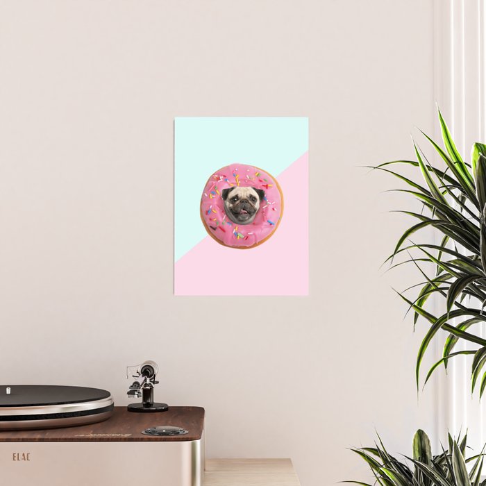 Pug Strawberry Donut Poster Gallery Image 2