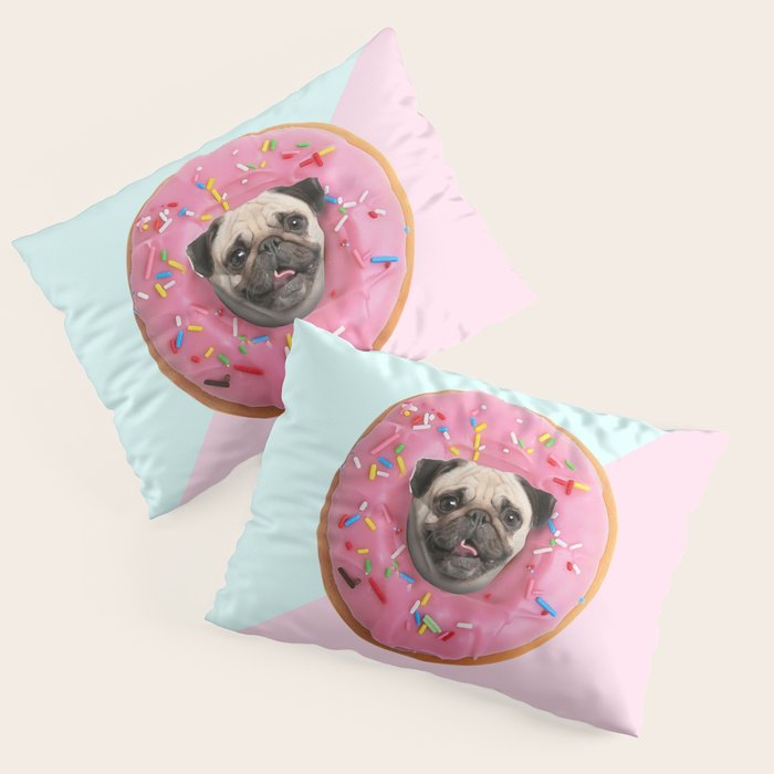 Pug Strawberry Donut Pillow Sham Gallery Image 1