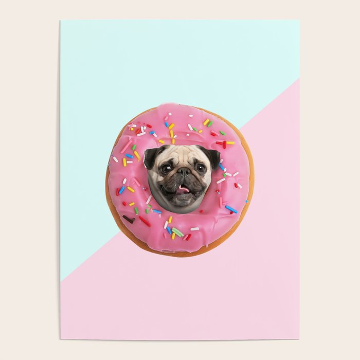 Pug Strawberry Donut Poster Gallery Image 4